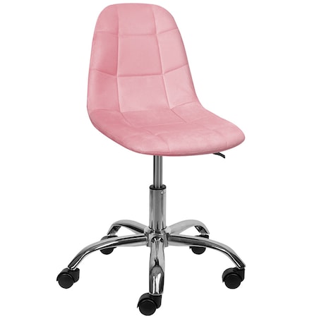 KRZESŁO BIUROWE FOTEL OBROTOWY REGULOWANY WELUROWY PIKOWANY DO BIURKA RÓŻOWE