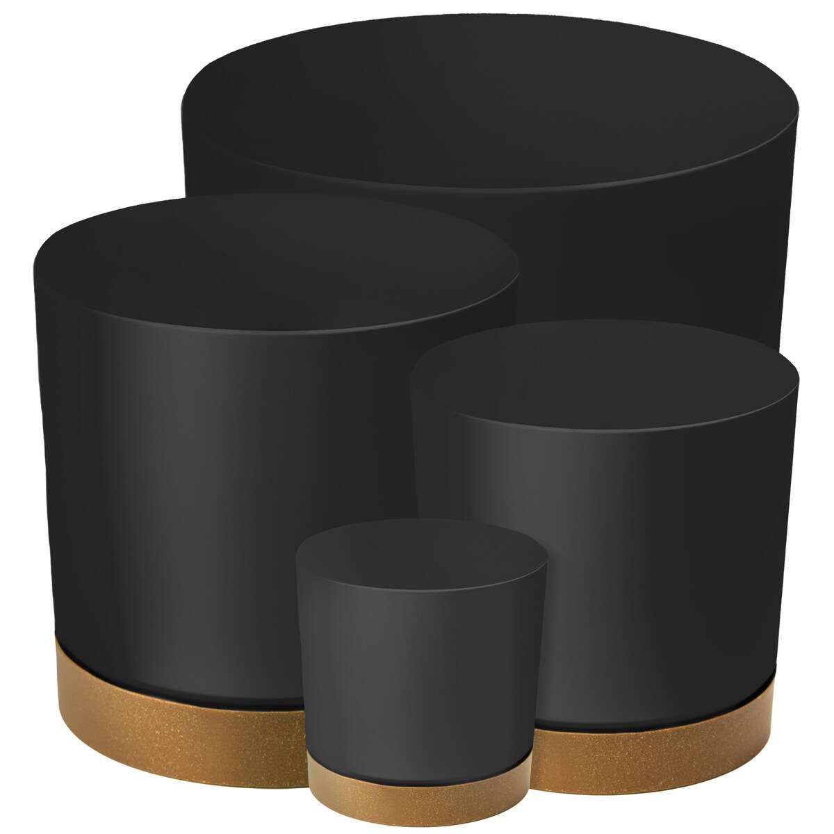 4X Doniczka Do Domu Zestaw Z Podstawką Donica Gładka Antracytowa