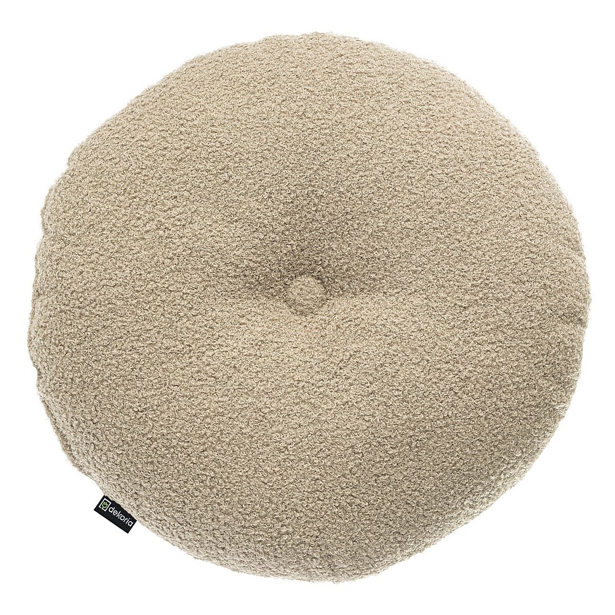 Poduszka okrągła z guzikiem, jasno beżowa bukla, ⌀37 cm, Boucle Teddy