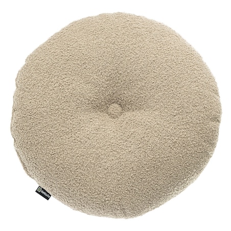 Poduszka okrągła z guzikiem, jasno beżowa bukla, ⌀37 cm, Boucle Teddy