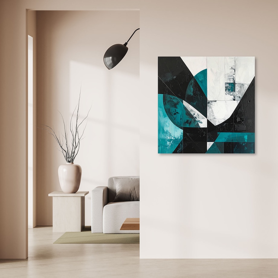 Obraz do salonu biura kuchni, Geometryczna abstrakcja turkusowy