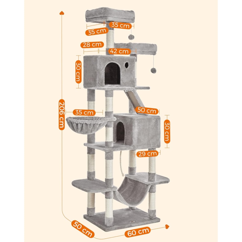 Drapak Dla Kota 60X50X206 Cm Jasny Szary