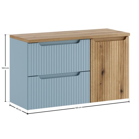 Zestaw meblowy 100cm z blatem i szafką z koszem na pranie SET-NOD B OAK 100CM S LB