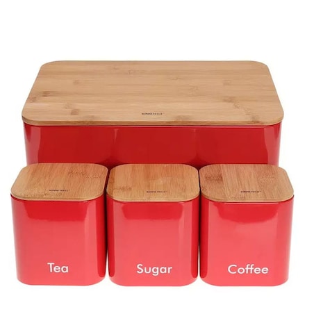 Chlebak w zestawie z 3 pojemnikami czerwony KINGHOFF