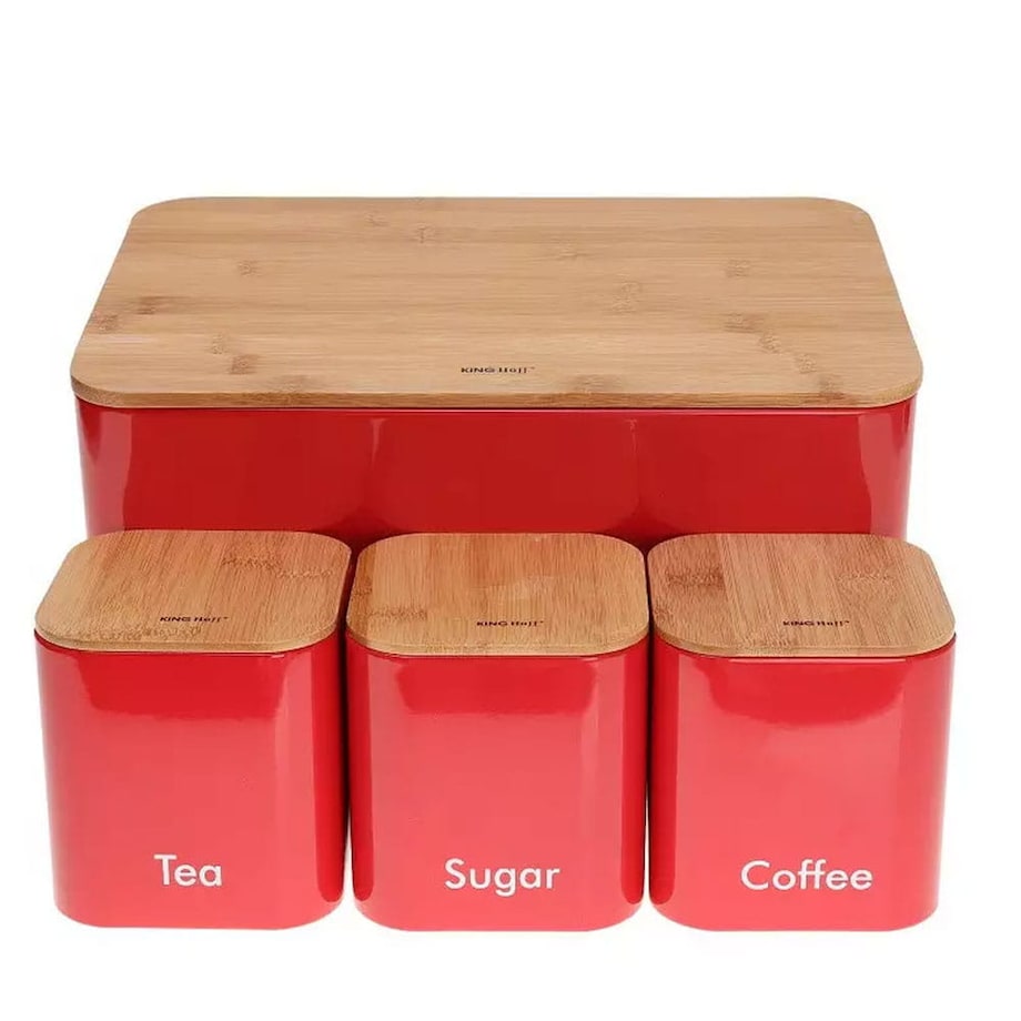 Chlebak w zestawie z 3 pojemnikami czerwony KINGHOFF