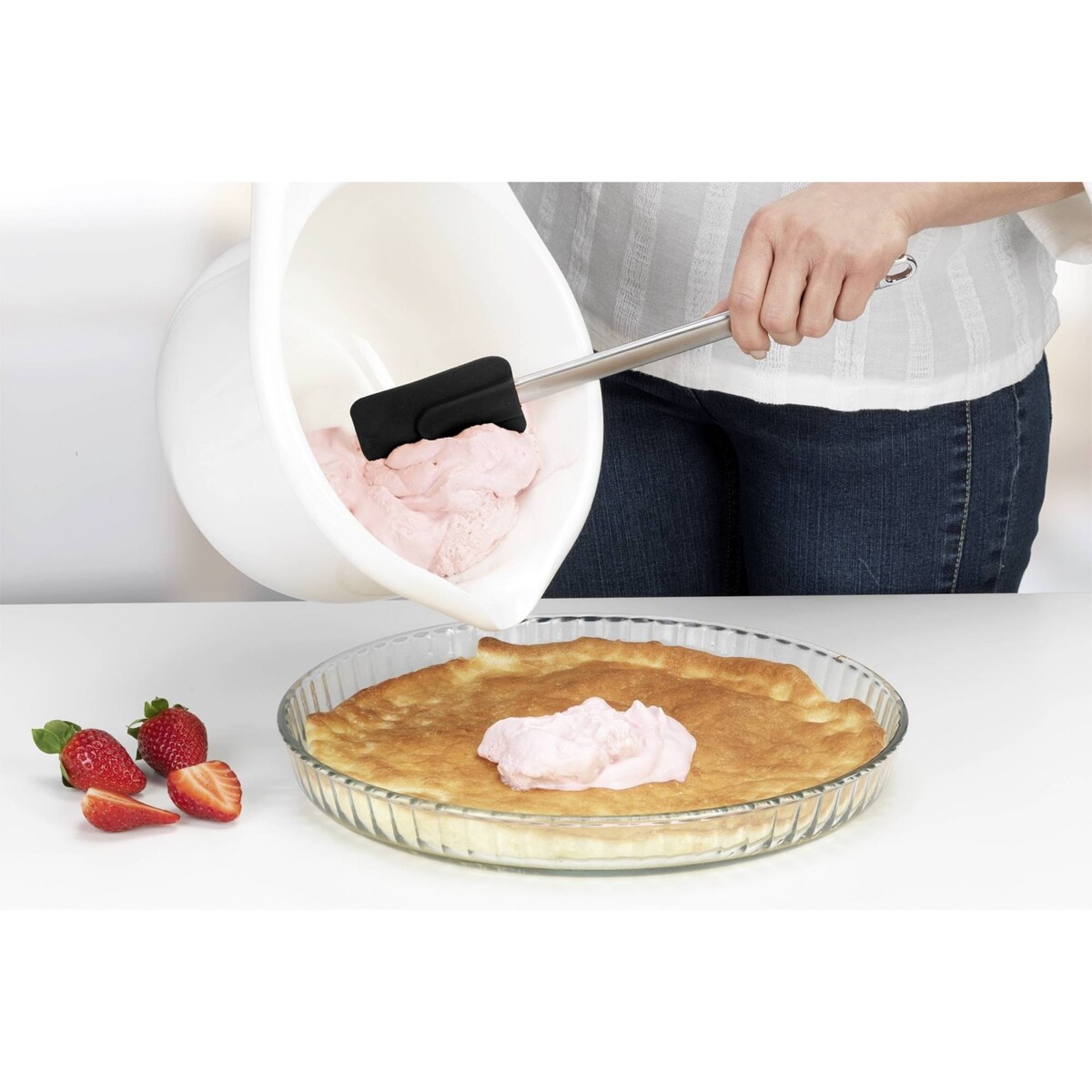 Silikonowa łyżka i szpatułka, uchwyty ze stali nierdzewnej, Maximex