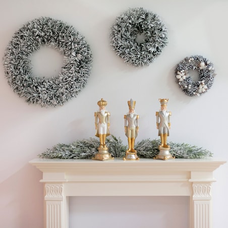 Wianek Winter Cone ⌀30cm silver boże narodzenie, święta, świąteczne, biały-srebrny, 30 x 8 cm