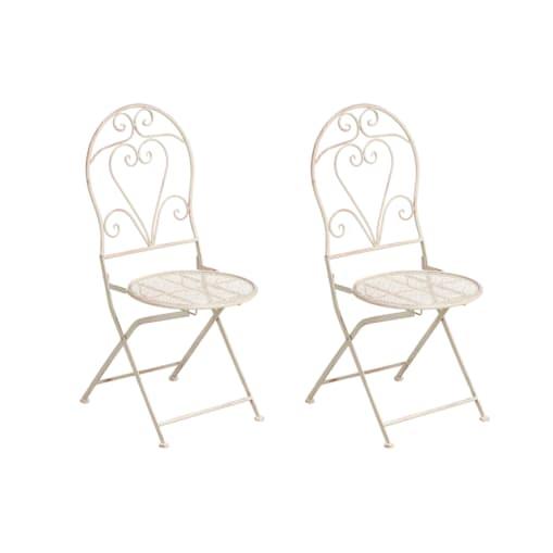 Zestaw 2 krzeseł ogrodowych FOLELLI Składane Metal Jasnobeżowy