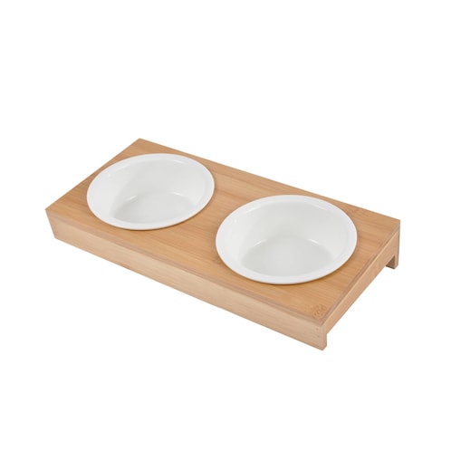 Ceramiczne miski dla psa, Ø 12 cm, na bambusowym stojaku