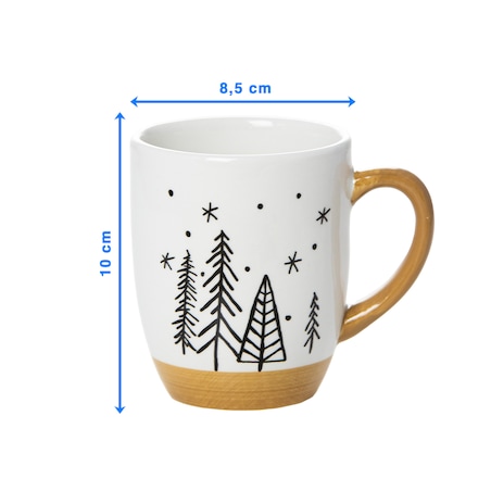 Kubek Świąteczny Ceramiczny Na Prezent 330 Ml Boże Narodzenie Drzewka 4 Choinki
