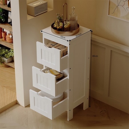 Regał łazienkowy wąska komoda z szufladami biała łazienki na ręczniki loft