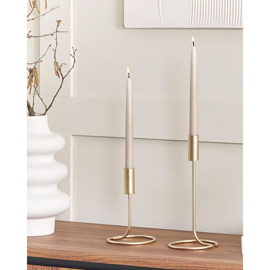 Zestaw 2 świeczników żelazny złoty BUNYU