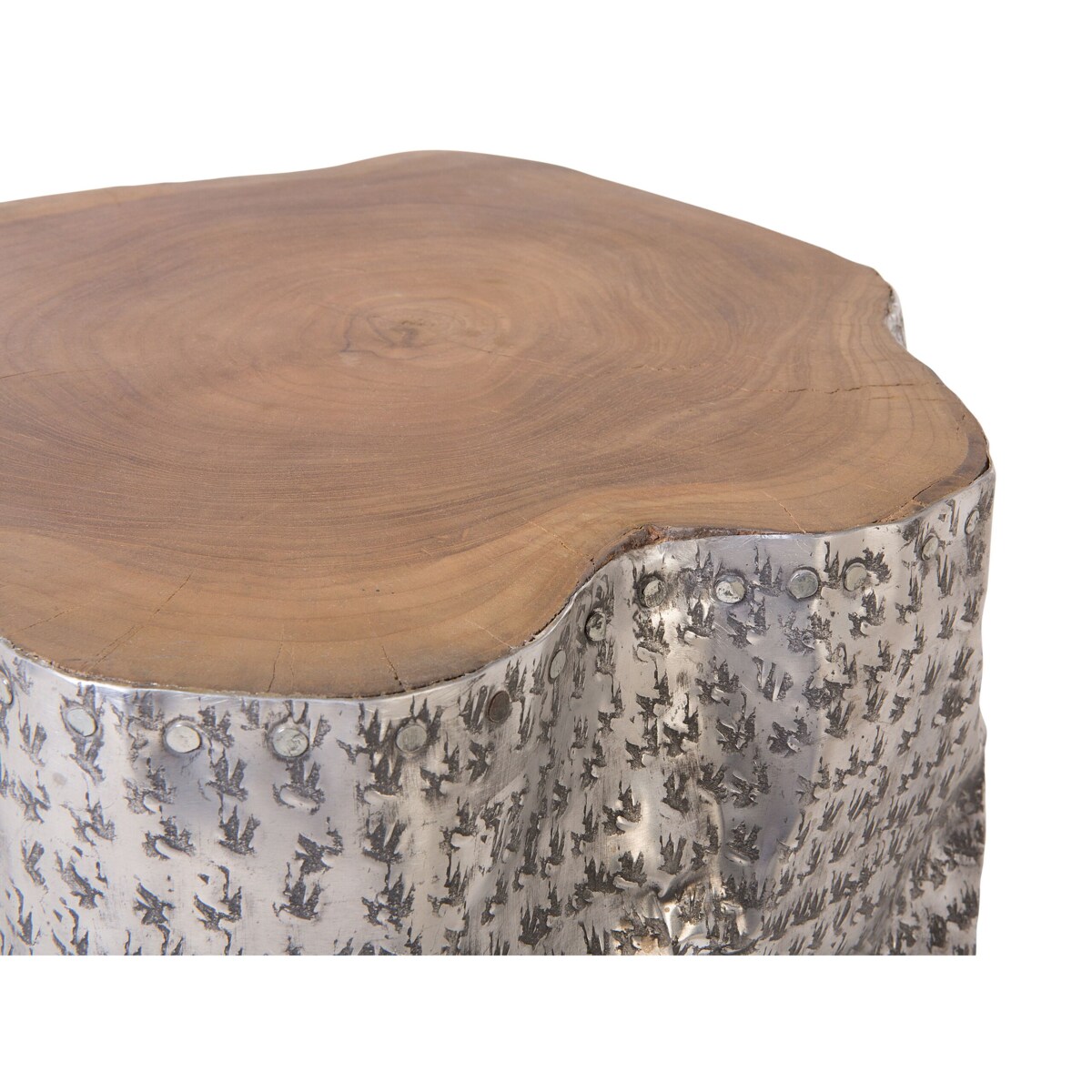 Stolik kawowy tekowy srebrny GORDON