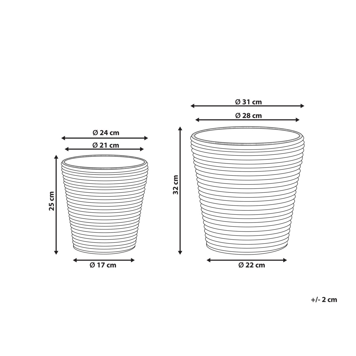 Zestaw 2 koszy na kwiaty z technorattanu brązowy SARTI