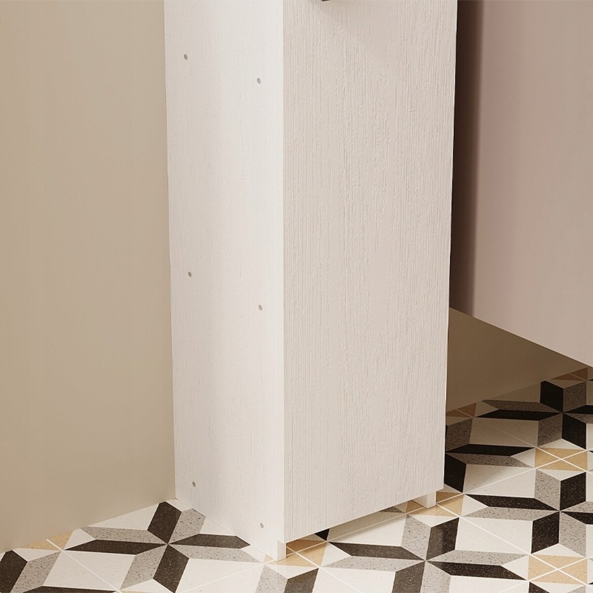 Szafka łazienkowa słupek wąski biały drzwi wysoki półki nowoczesna 101 cm