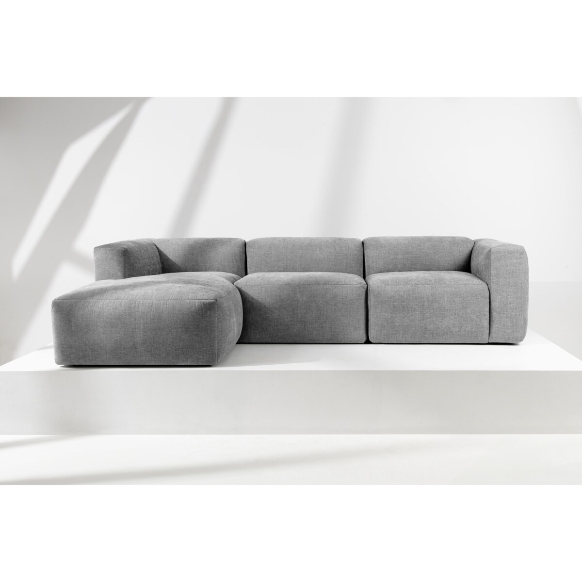 KONSIMO BUFFO Narożnik prawy z niezwykle miękkim i wygodnym siedziskiem, kolor jasny popielaty