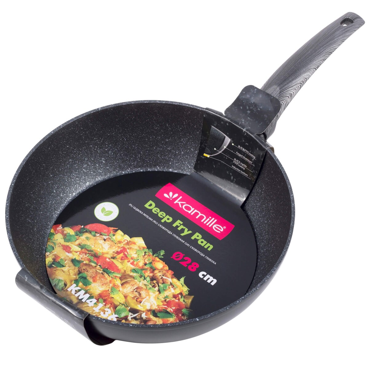 Patelnia marmurowa głęboka wok 28cm indukcja KAMILLE