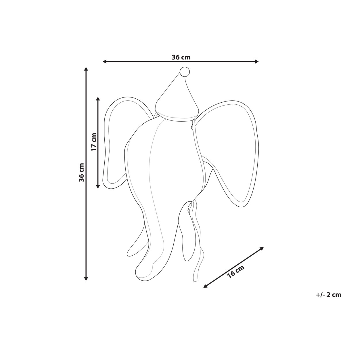 Pluszowa dekoracja ścienna słoń szary BADOU