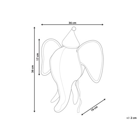 Pluszowa dekoracja ścienna słoń szary BADOU