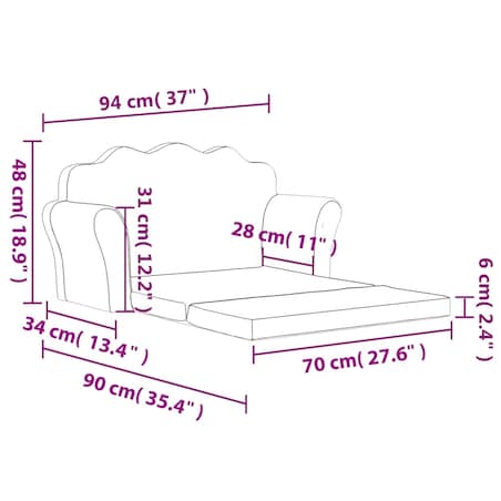 vidaXL 2-os. sofa dla dzieci, rozkładana, szara w gwiazdki, plusz