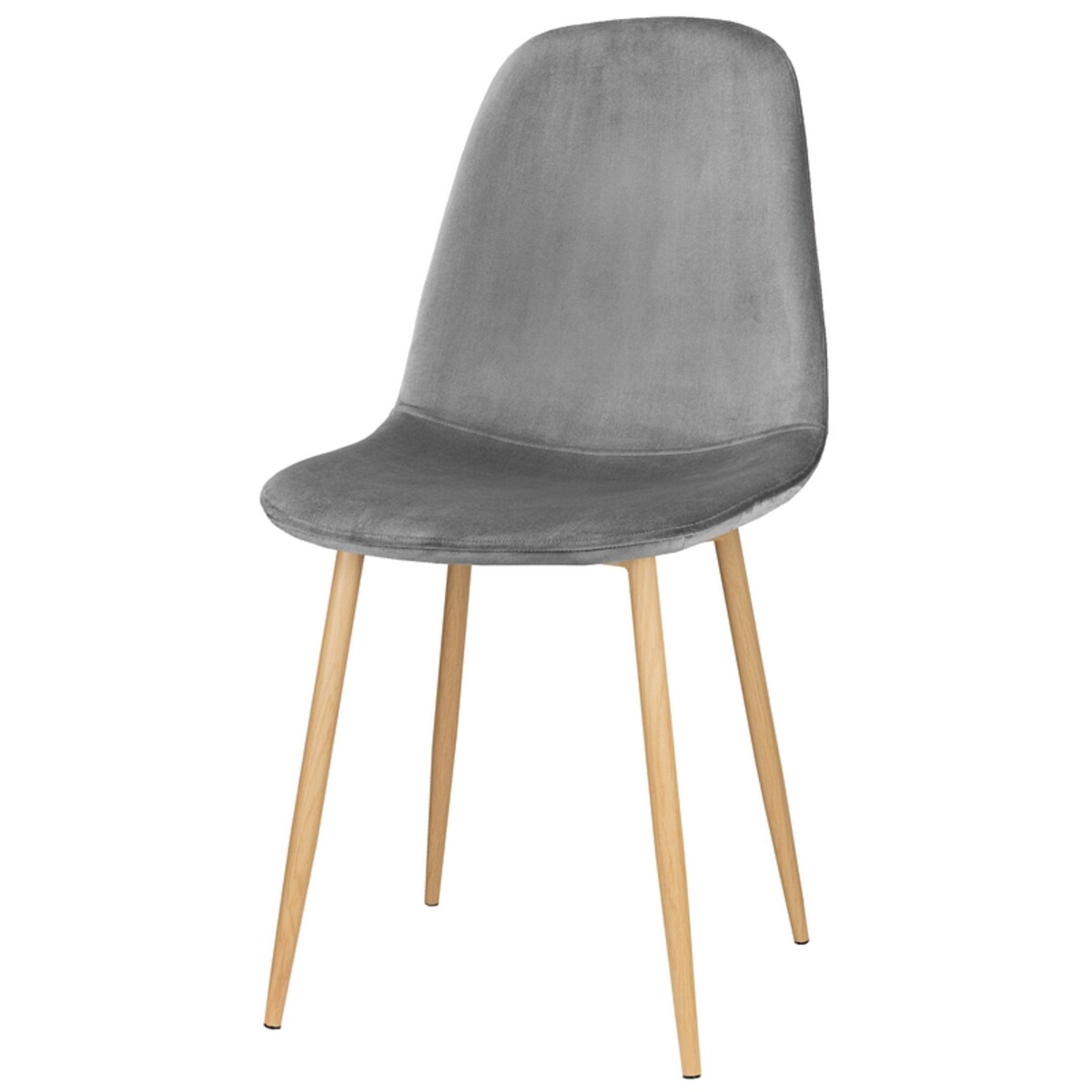 Krzesło tapicerowane welur szare nowowoczesne jasne nogi