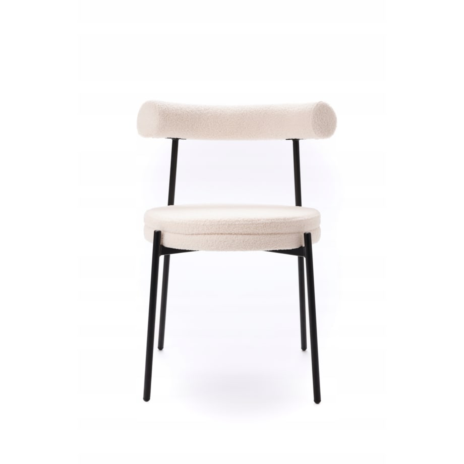 ZESTAW 2 SZTUK Krzesła VELO Biało-Czarne TEDDY Tapicerowane Nowoczesne