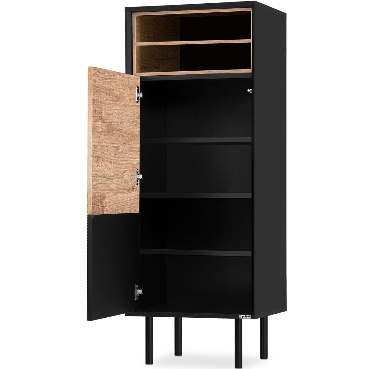 KONSIMO LOFTY Regał z czarnym ryflowaniem