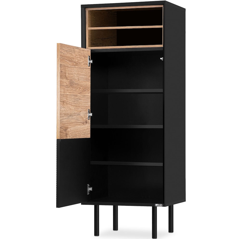 KONSIMO LOFTY Regał z czarnym ryflowaniem