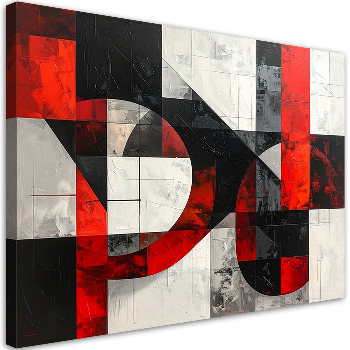 Obraz do salonu sypialni biura loftu, Abstrakcja geometryczna czerwony szary