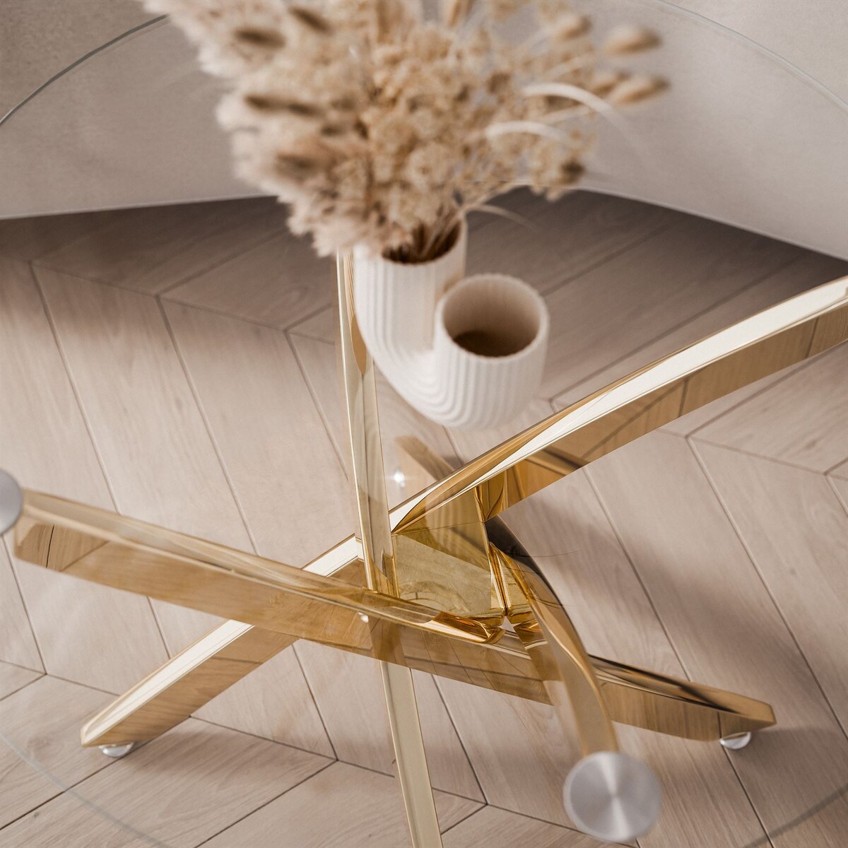 Stolik kawowy BEIRA ze szklanym blatem złoty chrom