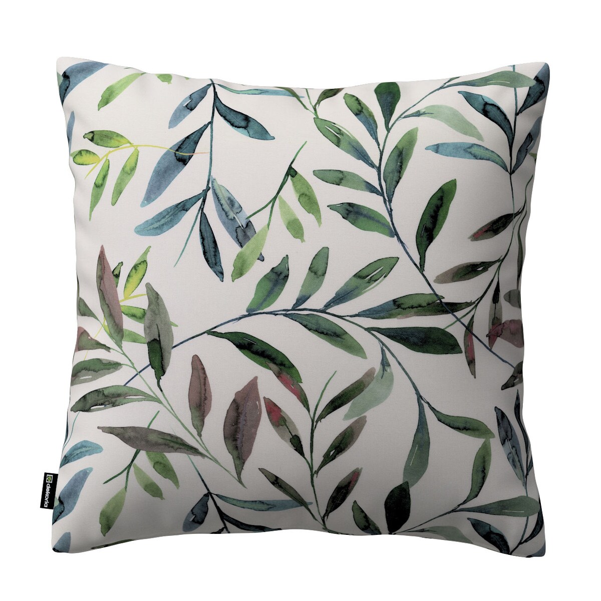 Poszewka Kinga na poduszkę 50x50 zielone gałązki na białym tle