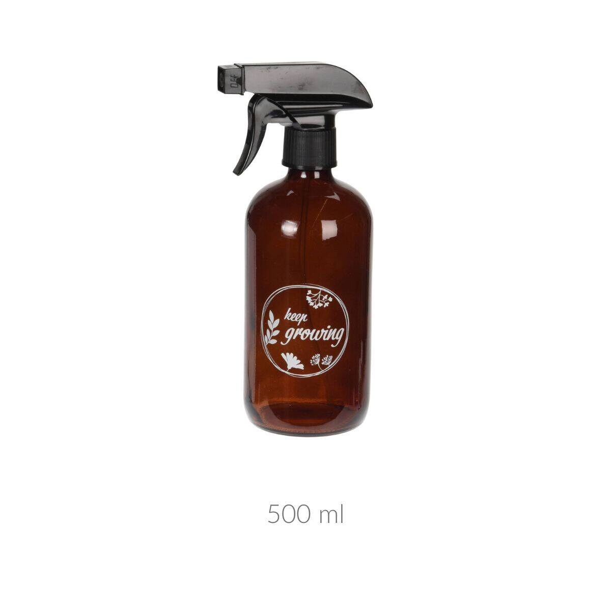 Spryskiwacz do kwiatów KEEP GROWING, plastik w kolorze brązowego szkła, 500 ml