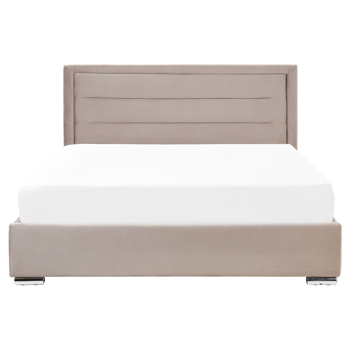 Łóżko z pojemnikiem welurowe 160 x 200 cm beżowoszare ROUEN