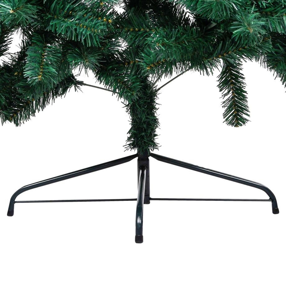 vidaXL Choinka z lampkami i bombkami, połówka, zielona, 120 cm
