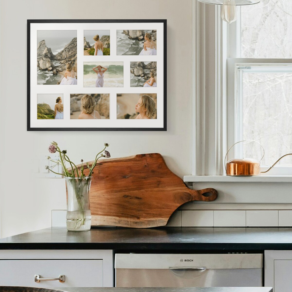 Ramka na zdjęcia 3x 10x10 4x 10x15 1x 15x21 czarna galeria na 8 zdjęć ramka 40x50 cm FRAMAI