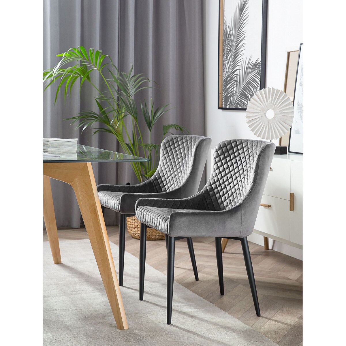Zestaw 2 krzeseł do jadalni welurowy szary SOLANO