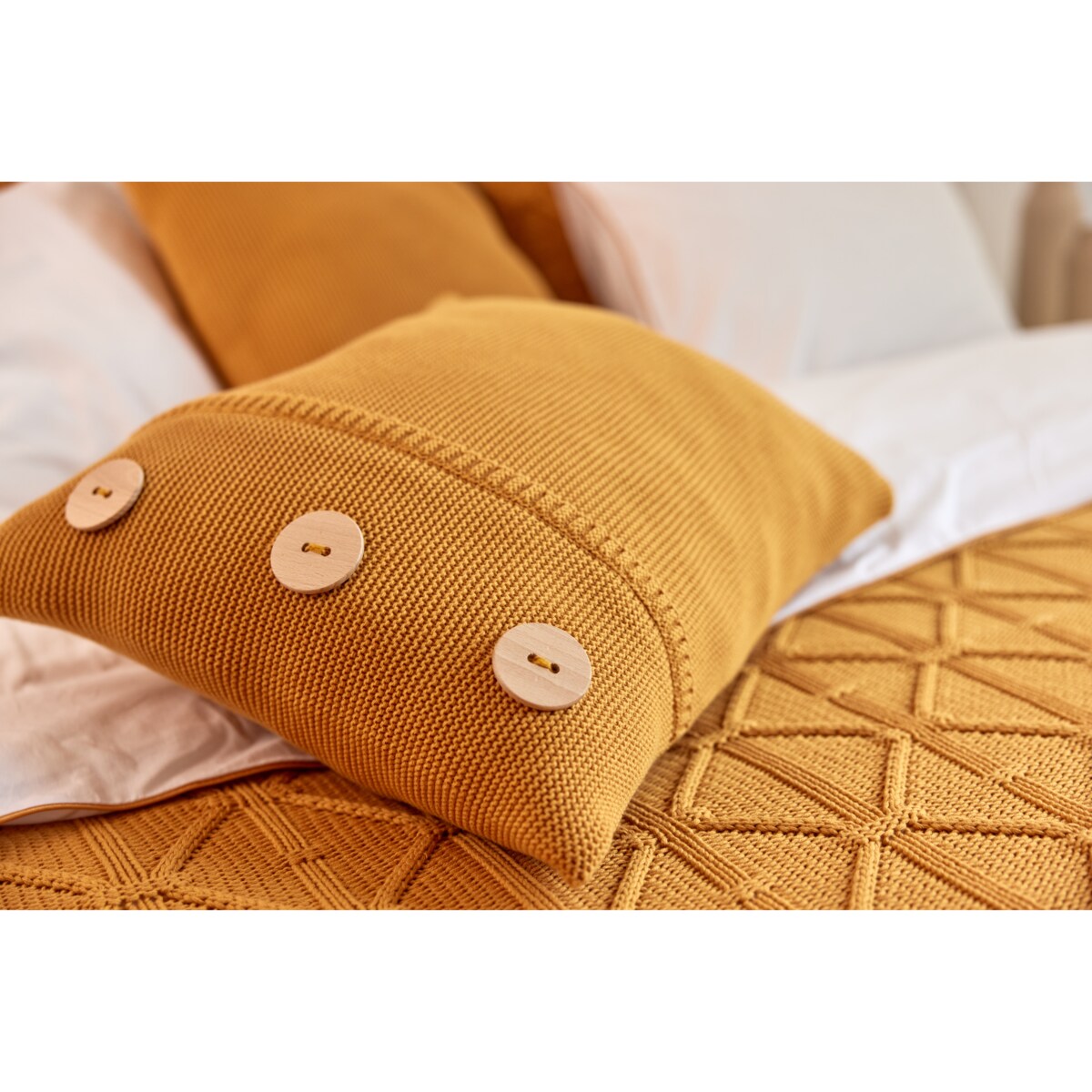 Narzuta brytyjska musztardowa, 220 x 240 cm, La Manta