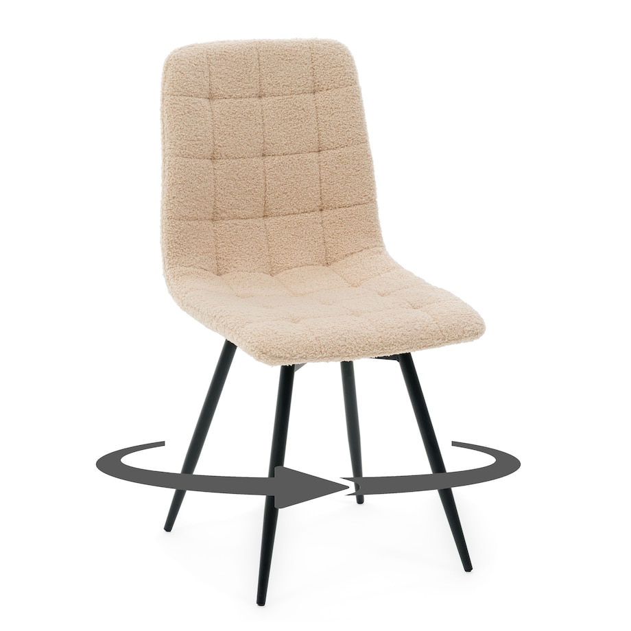 Krzesło tapicerowane obrotowe do salonu ARCO ciemnobeżowy boucle