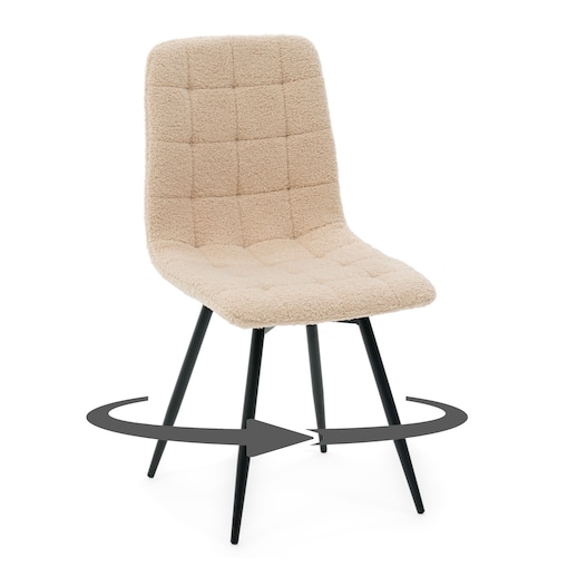 Krzesło tapicerowane obrotowe do salonu ARCO ciemnobeżowy boucle