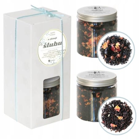 Zestaw herbat MIŁOŚĆ I SZCZĘŚCIE na ślub wesele upominek dla młodej pary