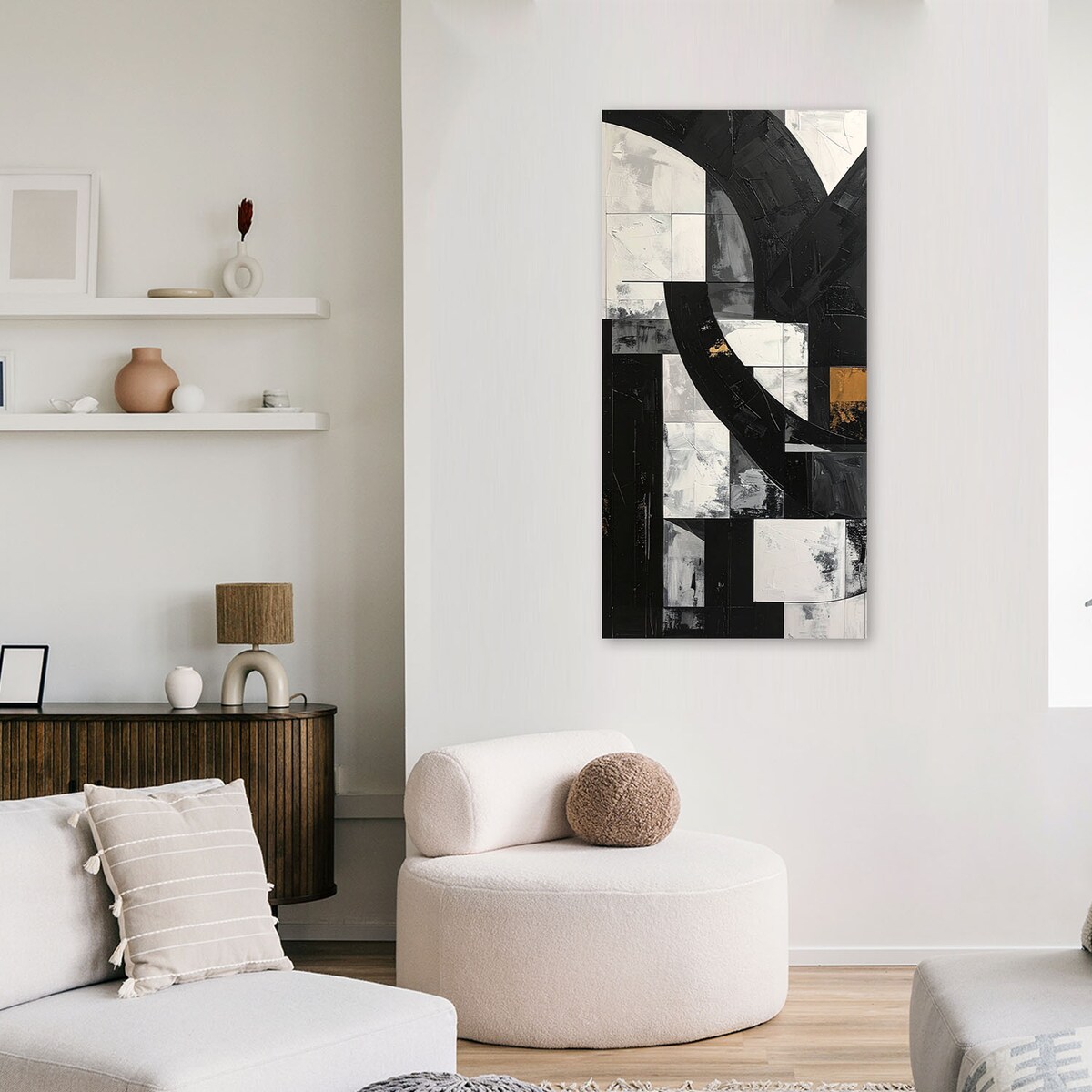 Obraz do salonu biura loftu, Geometryczne formy abstrakcja czarno biały