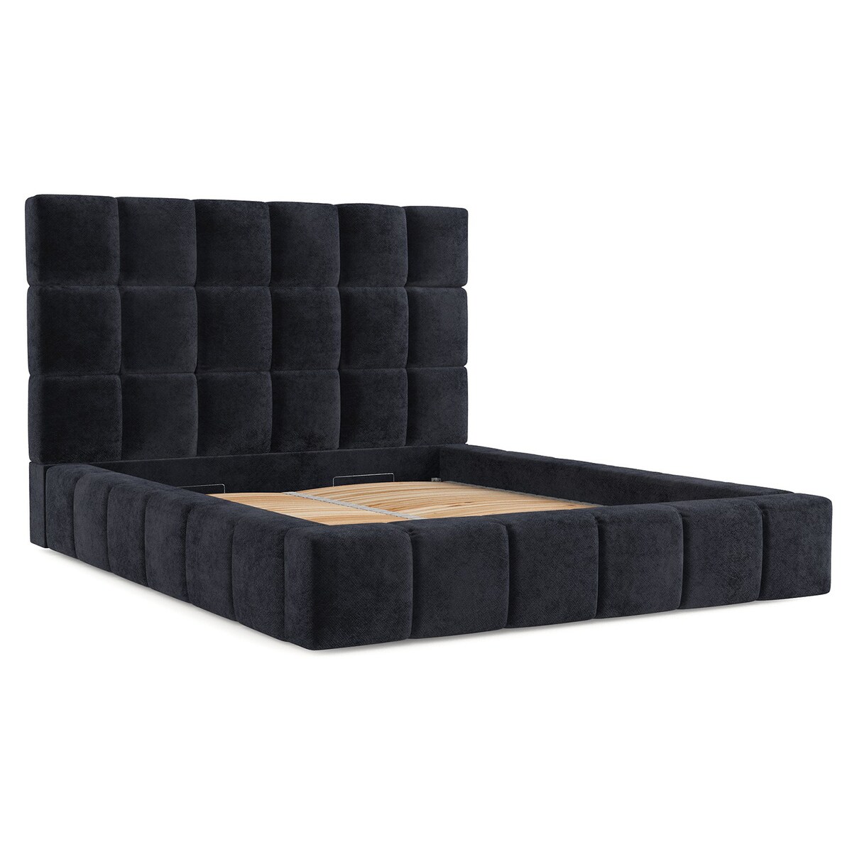 Łóżko tapicerowane SKIATHOS 160x200 z pojemnikiem, Czarny, tkanina Terra NW 99