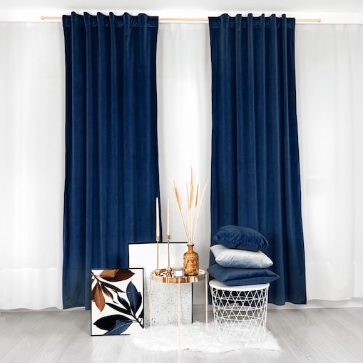 Welurowa zasłona w kolorze granatowym 140x270cm