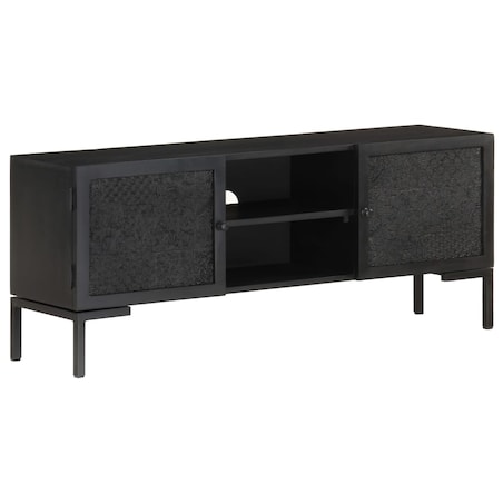 vidaXL Szafka pod TV, czarna, 115x30x46 cm, lite drewno mango