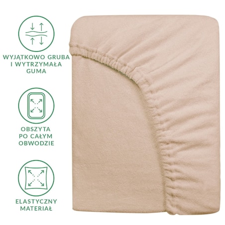 Prześcieradło z bawełny frotte z gumką 90x200 kolor beż