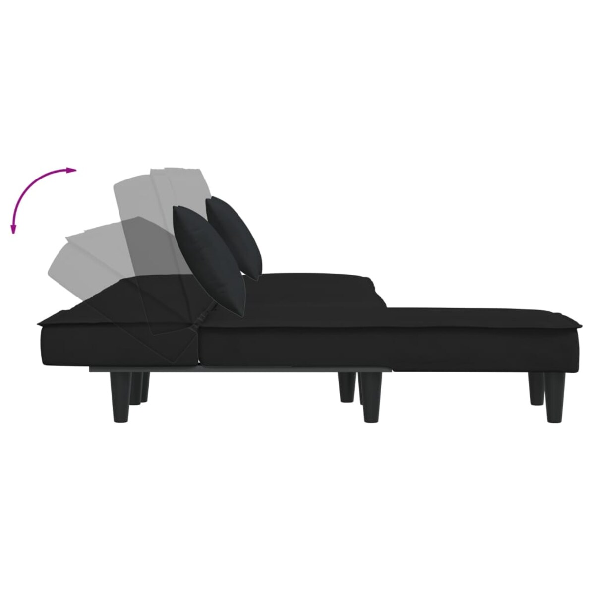 vidaXL Sofa rozkładana w kształcie L, czarna, 255x140x70 cm, aksamit