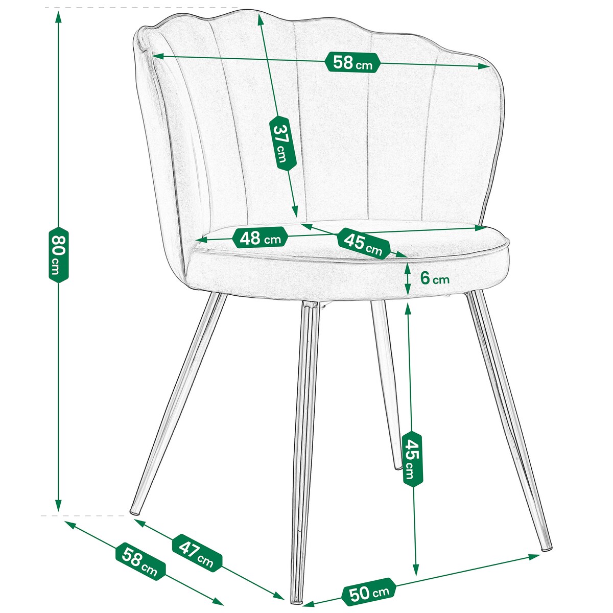 Krzesło welurowe eleganckie FIORE beżowe tapicerowane