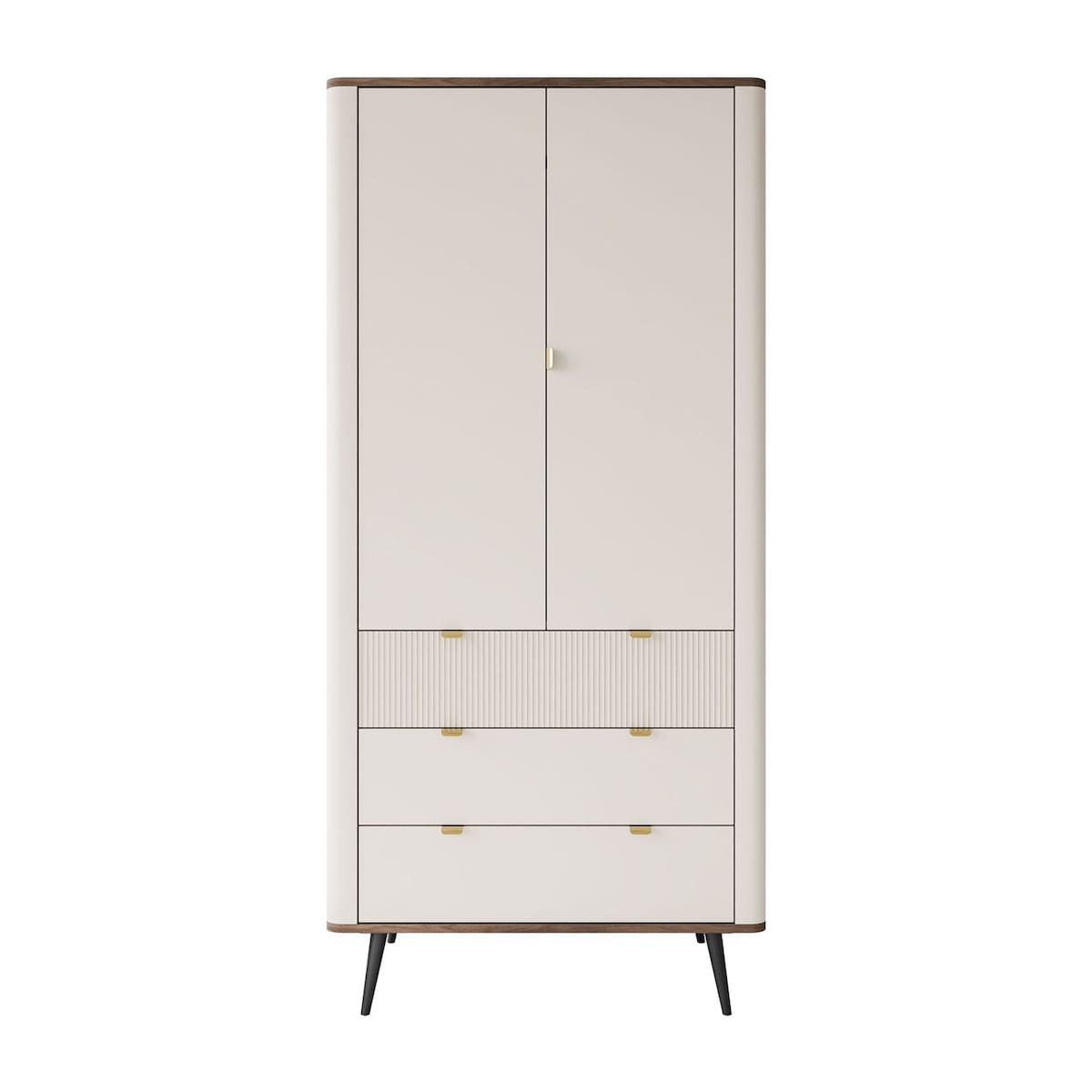 Dwudrzwiowa szafa AUTUMN 2D3S z szufladami, kaszmir / orzech