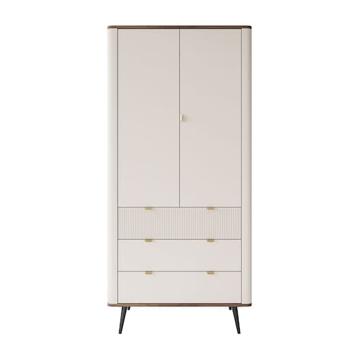 Dwudrzwiowa szafa AUTUMN 2D3S z szufladami, kaszmir / orzech