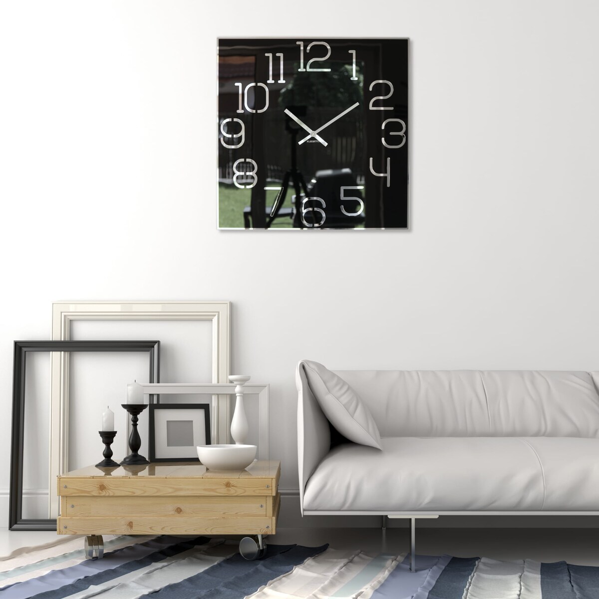 Duży zegar ścienny czarny DIGIT 50cm